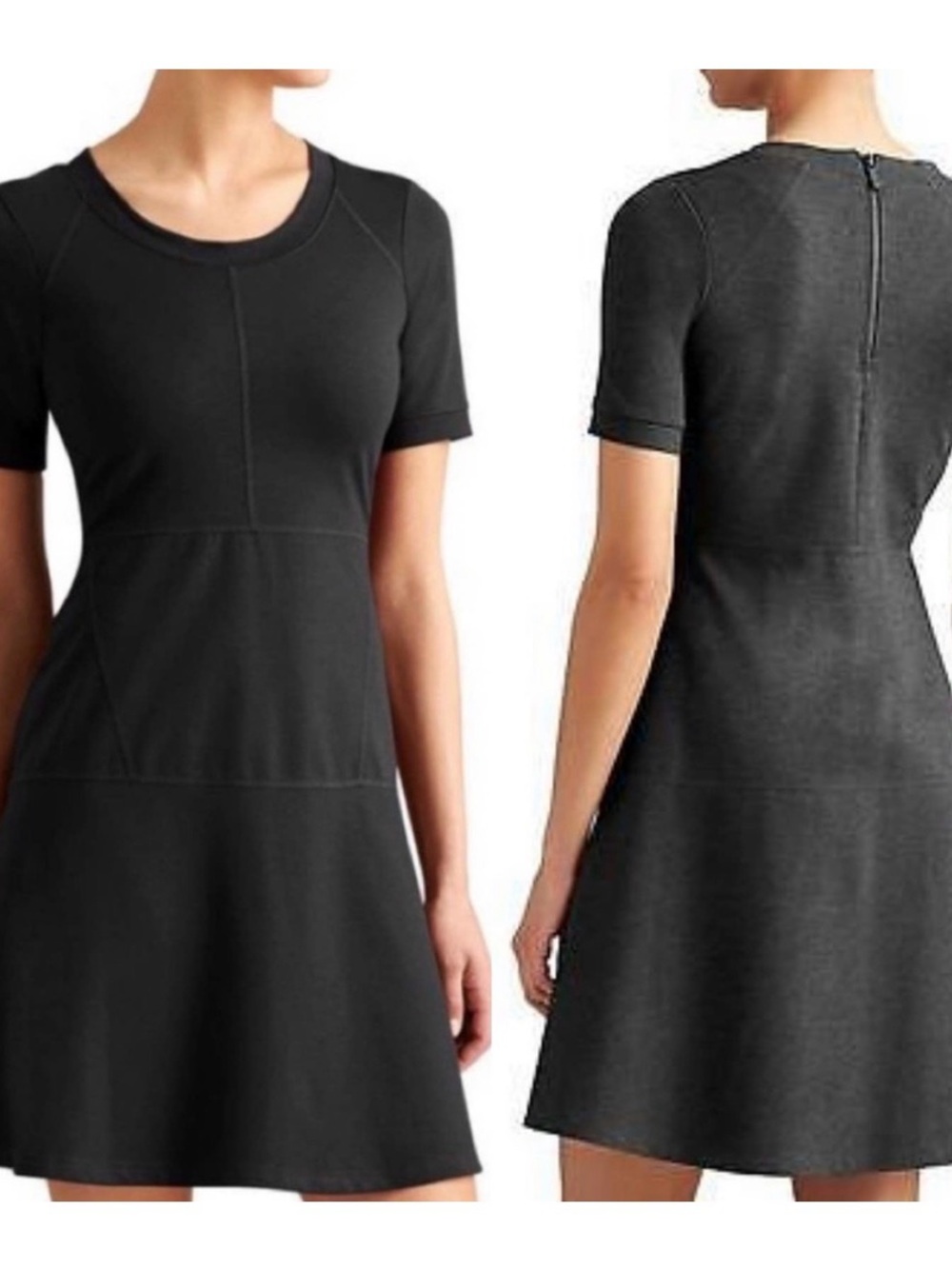 Athleta Black Short-Sleeve A-Line Dress